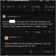 Adin Ross' weirdly stretched camera was another hot topic of discussion in the thread (Image via Reddit)